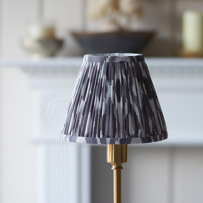 Burley Rechargeable And Ikat 16cm Pearl Grey Shade Table Lamp In Brushed Aged Brass