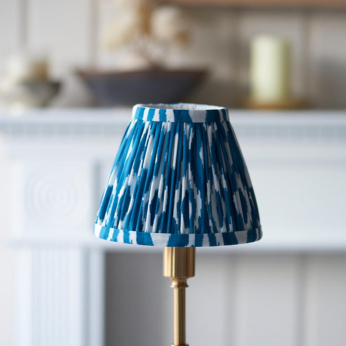 Burley Rechargeable And Ikat 16cm Marlin Blue Shade Table Lamp In Brushed Aged Brass