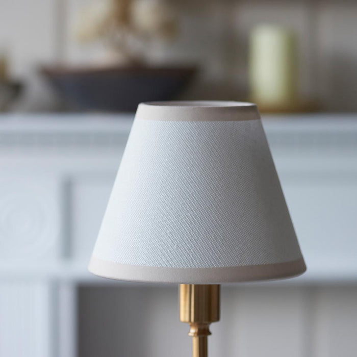 Burley Rechargeable And Ivy 16cm Vintage White Shade Table Lamp In Brushed Aged Brass