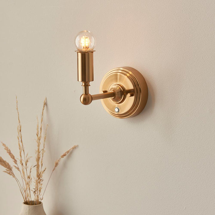 Burley Rechargeable And Ripple 16cm Marlin Blue Shade Wall Light In Brushed Aged Brass