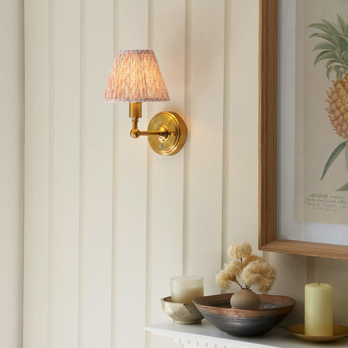 Burley Rechargeable And Leaf 16cm Peachy Keen Shade Wall Light In Brushed Aged Brass