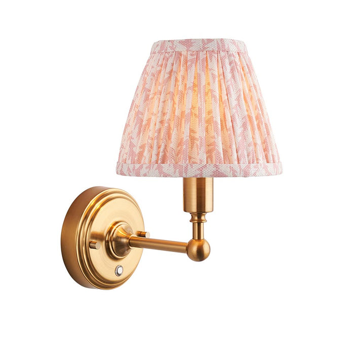 Burley Rechargeable And Leaf 16cm Peachy Keen Shade Wall Light In Brushed Aged Brass