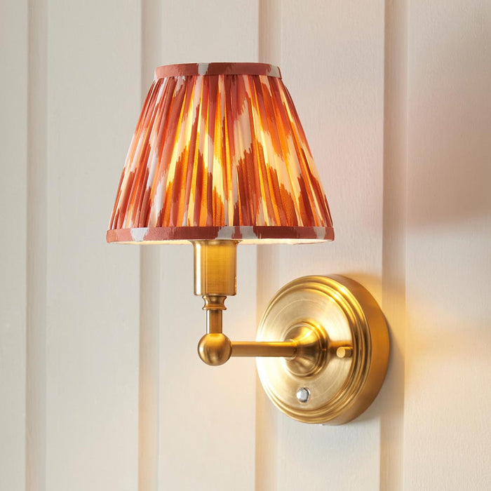 Burley Rechargeable And Zigzag 16cm Apricot Orange Shade Wall Light In Brushed Aged Brass