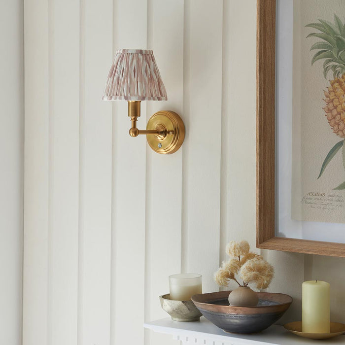 Burley Rechargeable And Ikat 16cm Neutral Shade Wall Light In Brushed Aged Brass