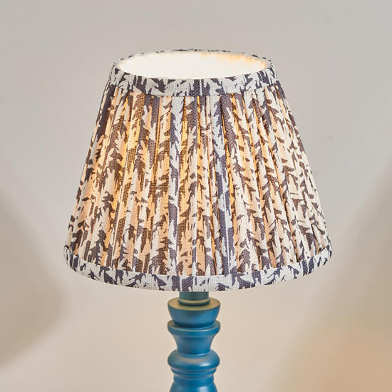 Bibury And Leaf 20cm Pearl Grey Fabric Shade Table Lamp In Satin Marlin Blue