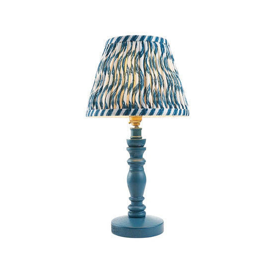 Bibury And Ripple 20cm Marlin Blue Fabric Shade Table Lamp In Satin Marlin Blue