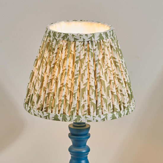 Bibury And Leaf 20cm Herb Garden Green Fabric Shade Table Lamp In Satin Marlin Blue