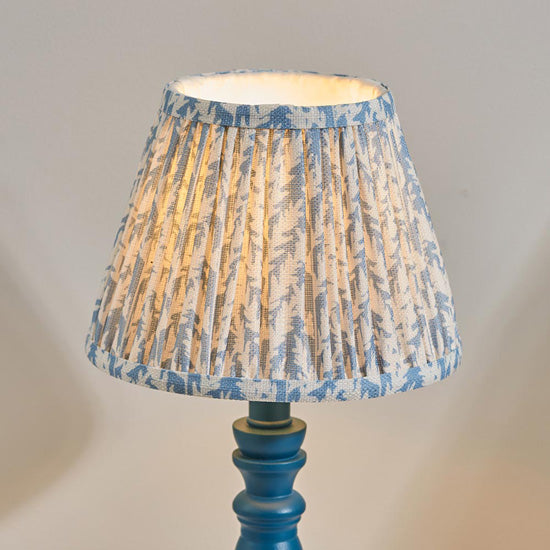 Bibury And Leaf 20cm Shell Bay Blue Fabric Shade Table Lamp In Satin Marlin Blue