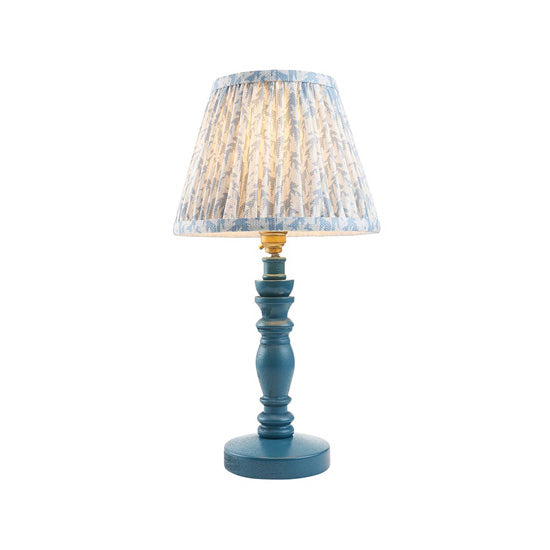 Bibury And Leaf 20cm Shell Bay Blue Fabric Shade Table Lamp In Satin Marlin Blue