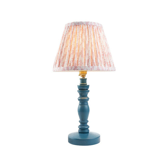 Bibury And Leaf 20cm Peachy Keen Fabric Shade Table Lamp In Satin Marlin Blue