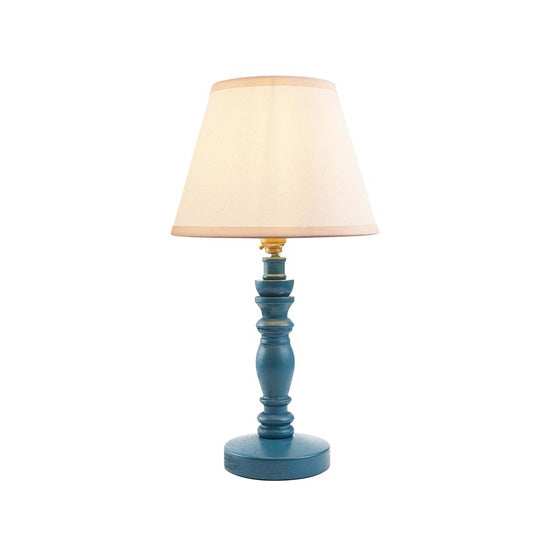 Bibury And Ivy 20cm Vintage White Fabric Shade Table Lamp In Satin Marlin Blue