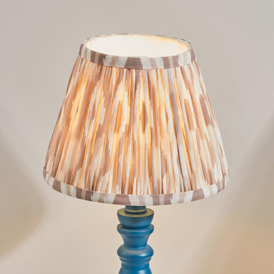 Bibury And Ikat 20cm Neutral Fabric Shade Table Lamp In Satin Marlin Blue