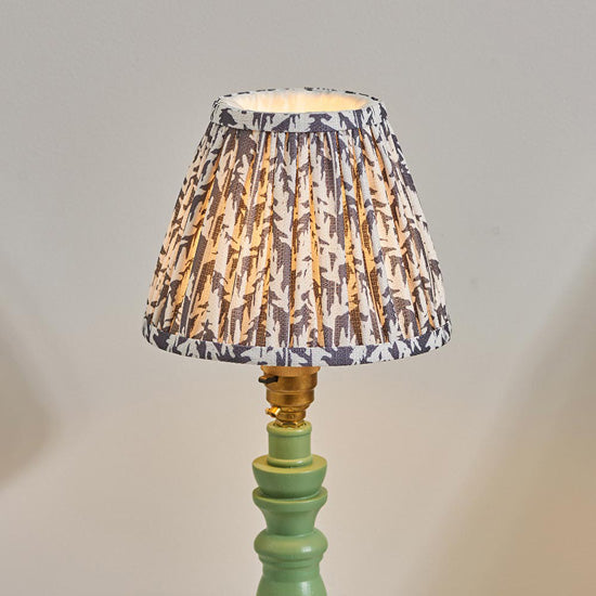 Bibury And Leaf 16cm Pearl Grey Fabric Shade Table Lamp In Satin Cotswold Green