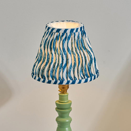 Bibury And Ripple 16cm Marlin Blue Fabric Shade Table Lamp In Satin Cotswold Green