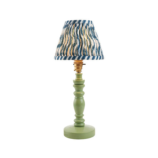 Bibury And Ripple 16cm Marlin Blue Fabric Shade Table Lamp In Satin Cotswold Green