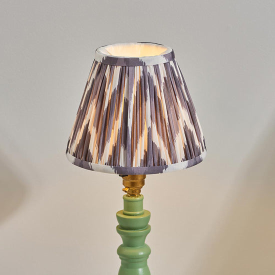 Bibury And Zigzag 16cm Pearl Grey Fabric Shade Table Lamp In Satin Cotswold Green