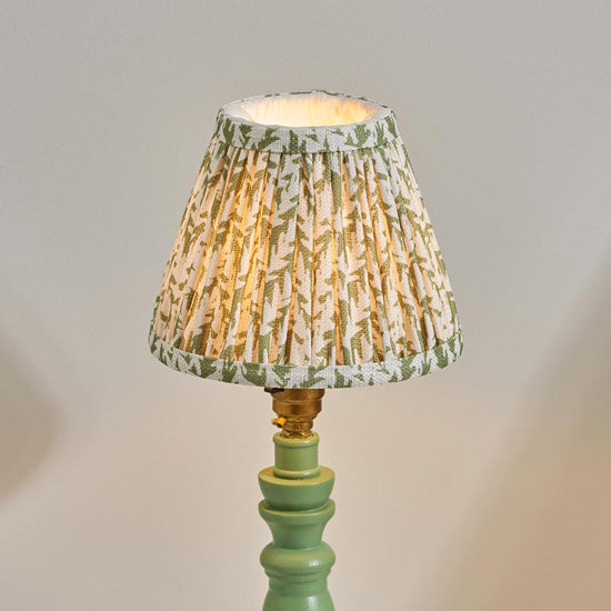 Bibury And Leaf 16cm Herb Garden Green Fabric Shade Table Lamp In Satin Cotswold Green