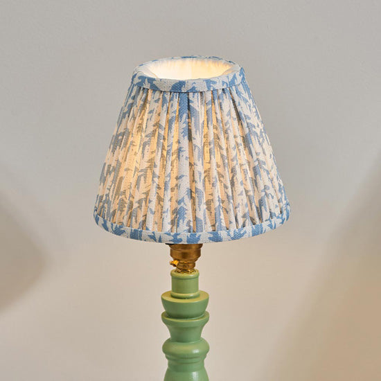 Bibury And Leaf 16cm Shell Bay Blue Fabric Shade Table Lamp In Satin Cotswold Green