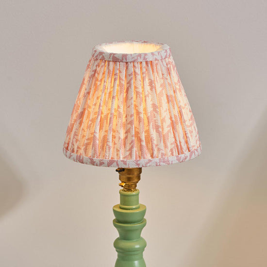 Bibury And Leaf 16cm Peachy Keen Fabric Shade Table Lamp In Satin Cotswold Green