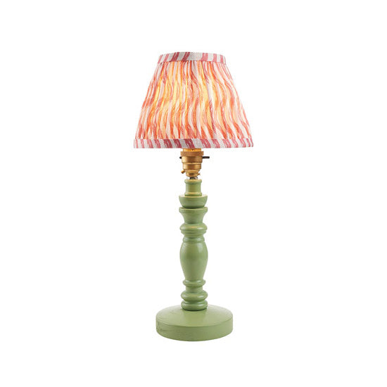 Bibury And Ripple 16cm Coral Pink Fabric Shade Table Lamp In Satin Cotswold Green