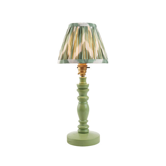 Bibury And Zigzag 16cm Cotswold Green Fabric Shade Table Lamp In Satin Cotswold Green