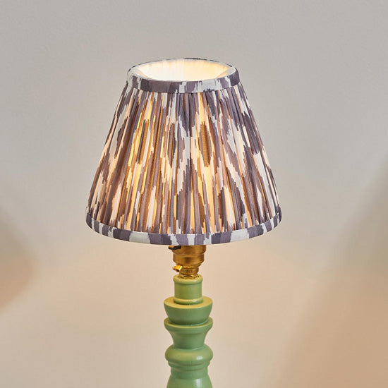 Bibury And Ikat 16cm Pearl Grey Fabric Shade Table Lamp In Satin Cotswold Green