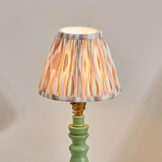 Bibury And Ikat 16cm Neutral Fabric Shade Table Lamp In Satin Cotswold Green