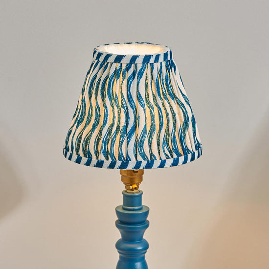 Bibury And Ripple 16cm Marlin Blue Fabric Shade Table Lamp In Satin Marlin Blue