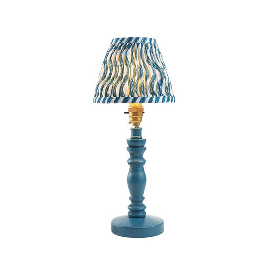 Bibury And Ripple 16cm Marlin Blue Fabric Shade Table Lamp In Satin Marlin Blue