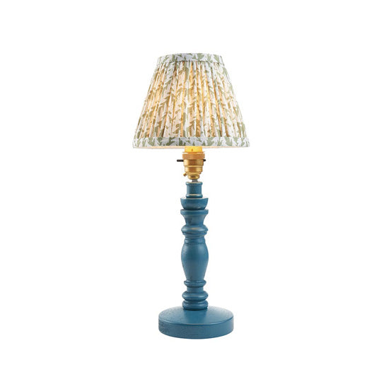 Bibury And Leaf 16cm Herb Garden Green Fabric Shade Table Lamp In Satin Marlin Blue