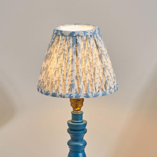 Bibury And Leaf 16cm Shell Bay Blue Fabric Shade Table Lamp In Satin Marlin Blue