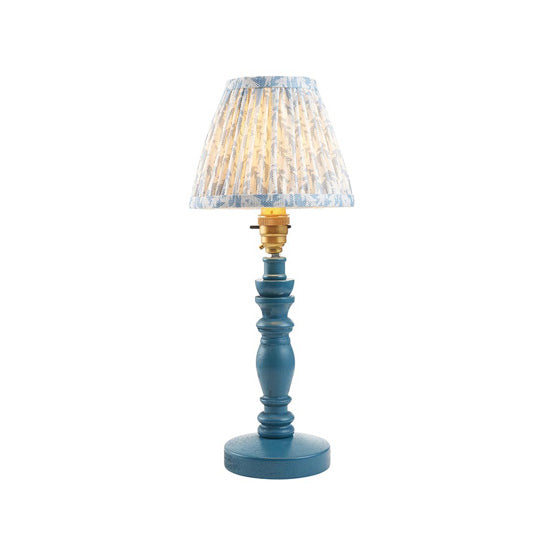 Bibury And Leaf 16cm Shell Bay Blue Fabric Shade Table Lamp In Satin Marlin Blue