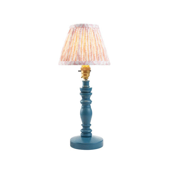 Bibury And Leaf 16cm Peachy Keen Fabric Shade Table Lamp In Satin Marlin Blue