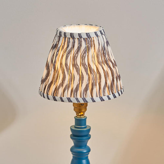 Bibury And Ripple 16cm Pearl Grey Fabric Shade Table Lamp In Satin Marlin Blue