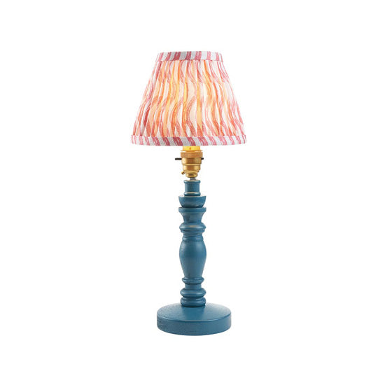 Bibury And Ripple 16cm Coral Pink Fabric Shade Table Lamp In Satin Marlin Blue