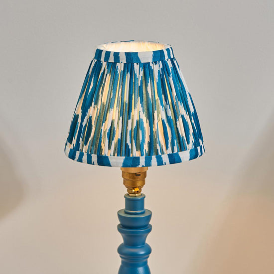 Bibury And Ikat 16cm Marlin Blue Fabric Shade Table Lamp In Satin Marlin Blue