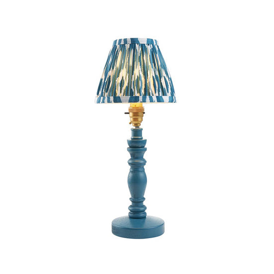 Bibury And Ikat 16cm Marlin Blue Fabric Shade Table Lamp In Satin Marlin Blue