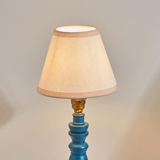 Bibury And Ivy 16cm Vintage White Fabric Shade Table Lamp In Satin Marlin Blue