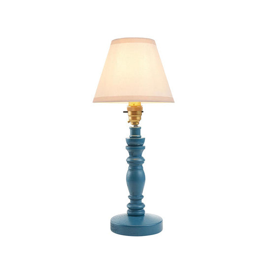 Bibury And Ivy 16cm Vintage White Fabric Shade Table Lamp In Satin Marlin Blue