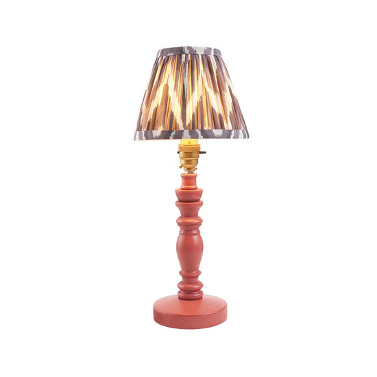 Bibury And Zigzag 16cm Pearl Grey Fabric Shade Table Lamp In Satin Pink Clay