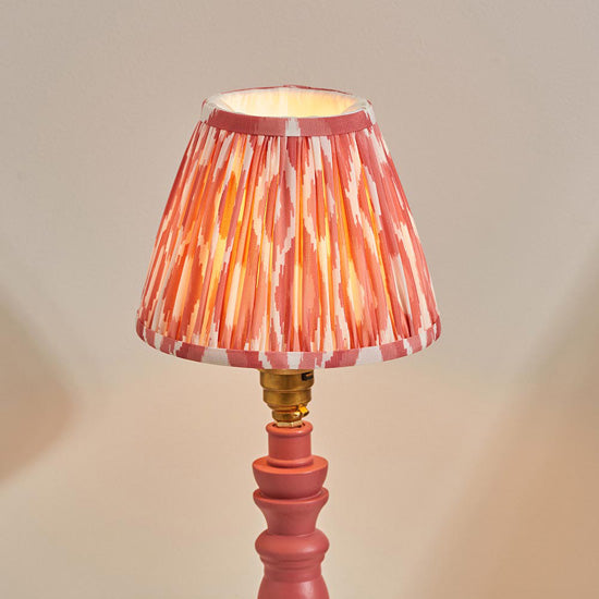 Bibury And Ikat 16cm Coral Pink Fabric Shade Table Lamp In Satin Pink Clay