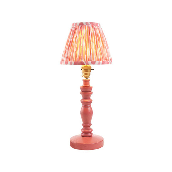 Bibury And Ikat 16cm Coral Pink Fabric Shade Table Lamp In Satin Pink Clay