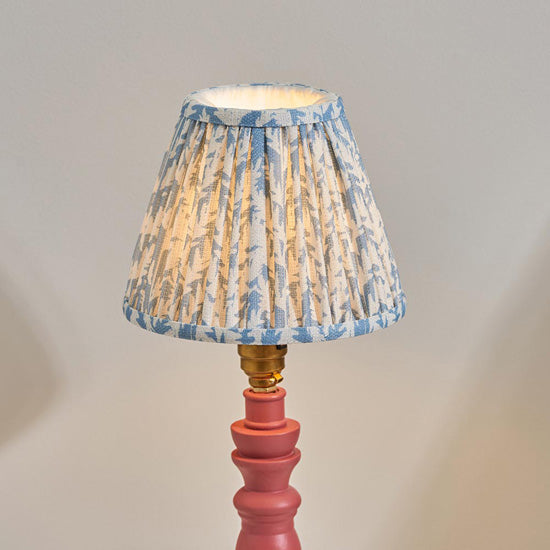 Bibury And Leaf 16cm Shell Bay Blue Fabric Shade Table Lamp In Satin Pink Clay