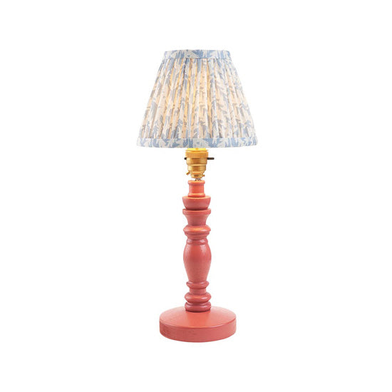 Bibury And Leaf 16cm Shell Bay Blue Fabric Shade Table Lamp In Satin Pink Clay