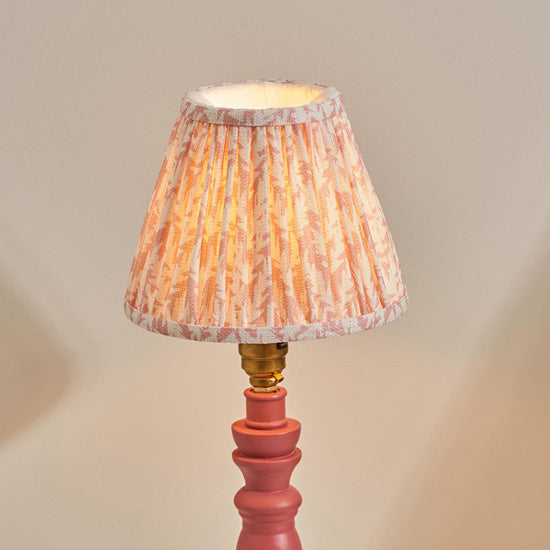 Bibury And Leaf 16cm Peachy Keen Fabric Shade Table Lamp In Satin Pink Clay