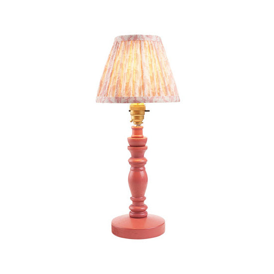 Bibury And Leaf 16cm Peachy Keen Fabric Shade Table Lamp In Satin Pink Clay