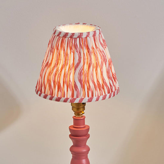 Bibury And Ripple 16cm Coral Pink Fabric Shade Table Lamp In Satin Pink Clay