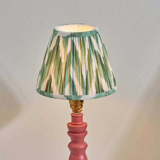 Bibury And Zigzag 16cm Cotswold Green Fabric Shade Table Lamp In Satin Pink Clay