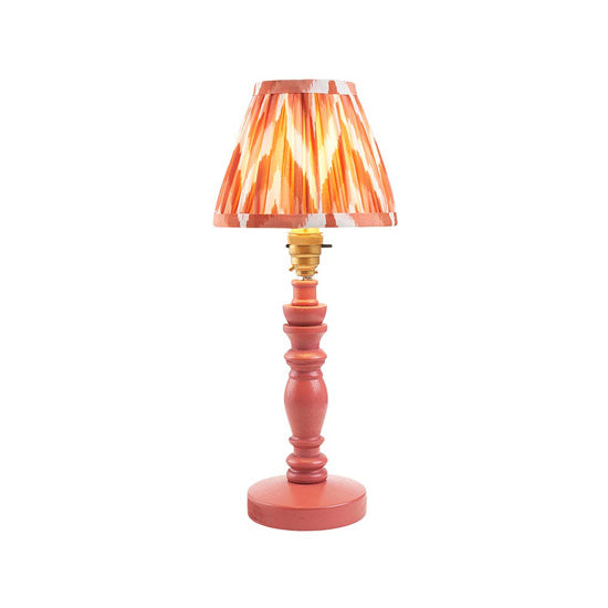 Bibury And Zigzag 16cm Apricot Orange Fabric Shade Table Lamp In Satin Pink Clay