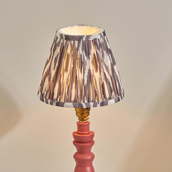 Bibury And Ikat 16cm Pearl Grey Fabric Shade Table Lamp In Satin Pink Clay